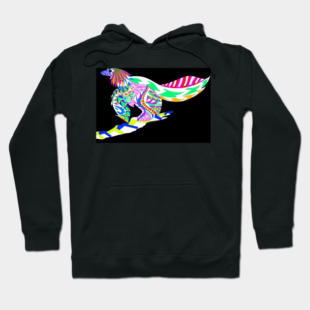 the bird dinosaur in feathered pattern ecopop Hoodie by jorge_lebeau